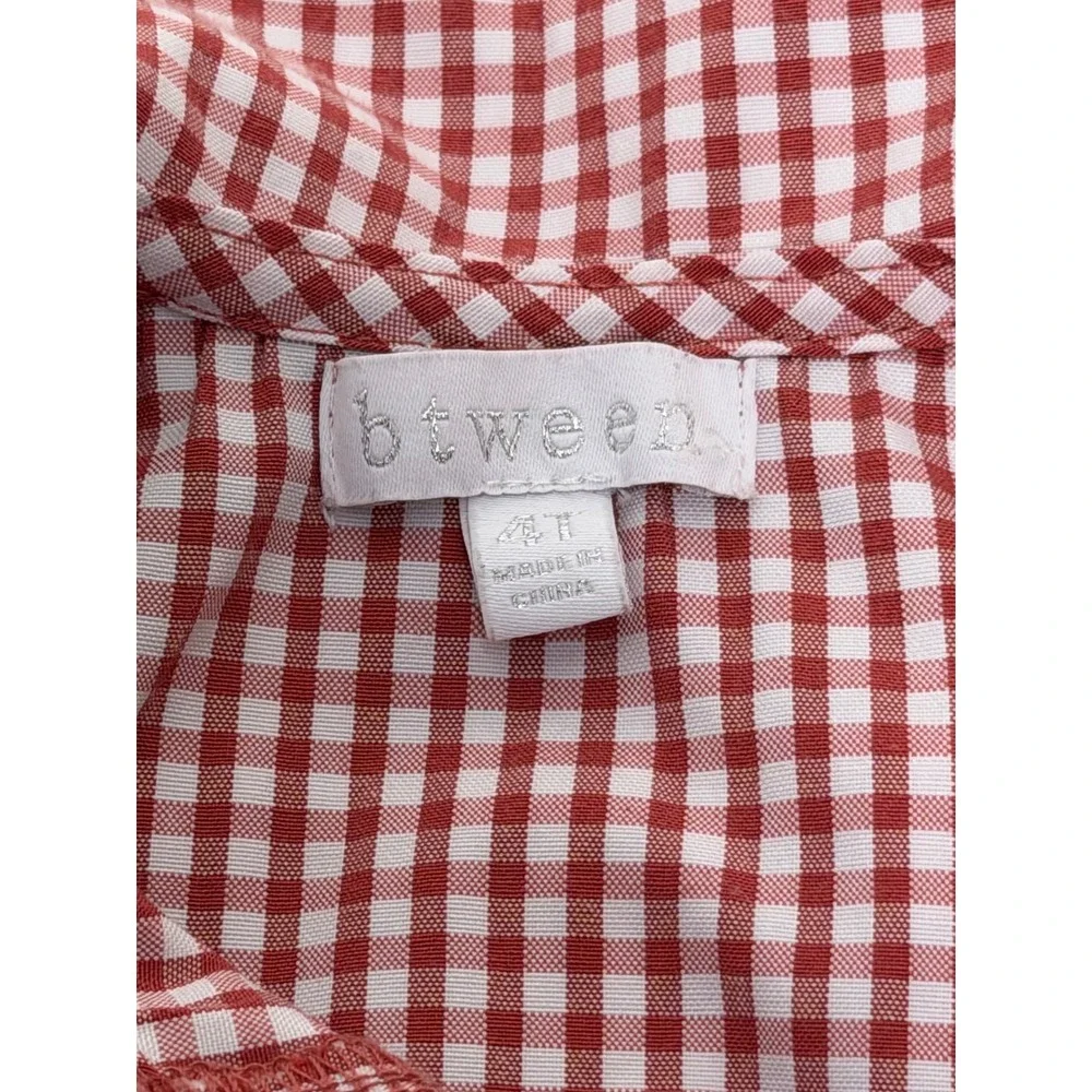 btween Girls Red Gingham Pajama Set Lace Trim Peter Pan Collar 2pc Size 4T